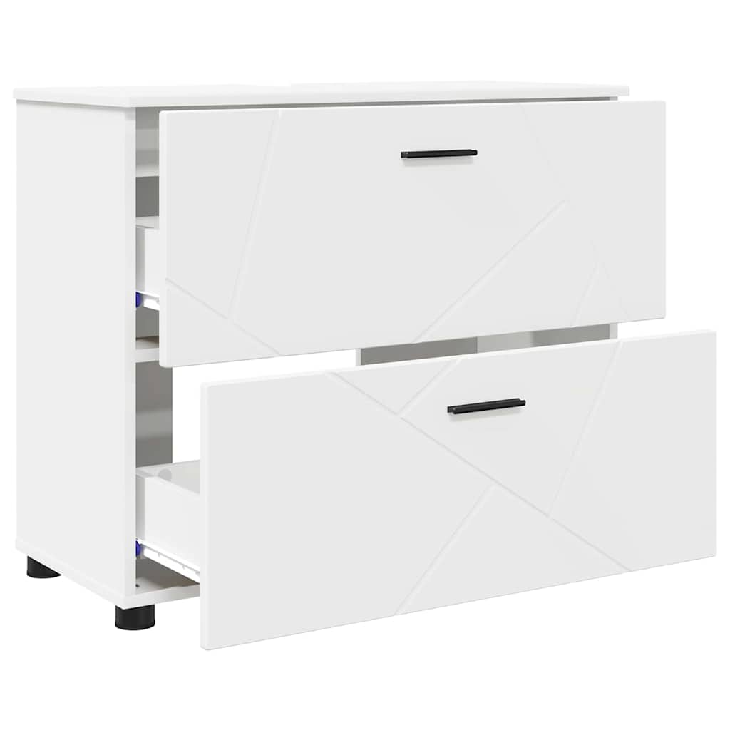 vidaXL Bathroom Cabinet White 76.5 x 35 x 64 cm Engineered Wood & Metal