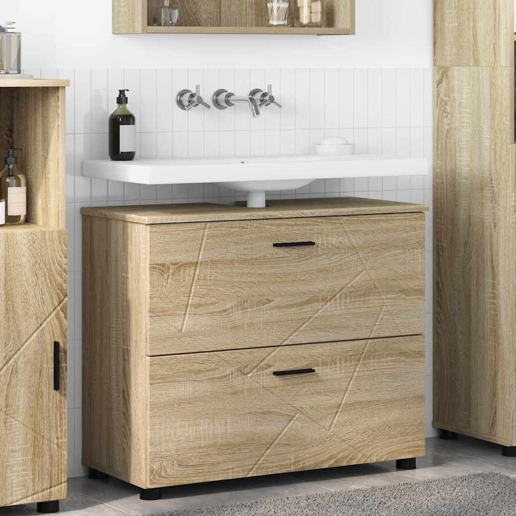 vidaXL Bathroom Cabinet White 76.5 x 35 x 64 cm Engineered Wood & Metal