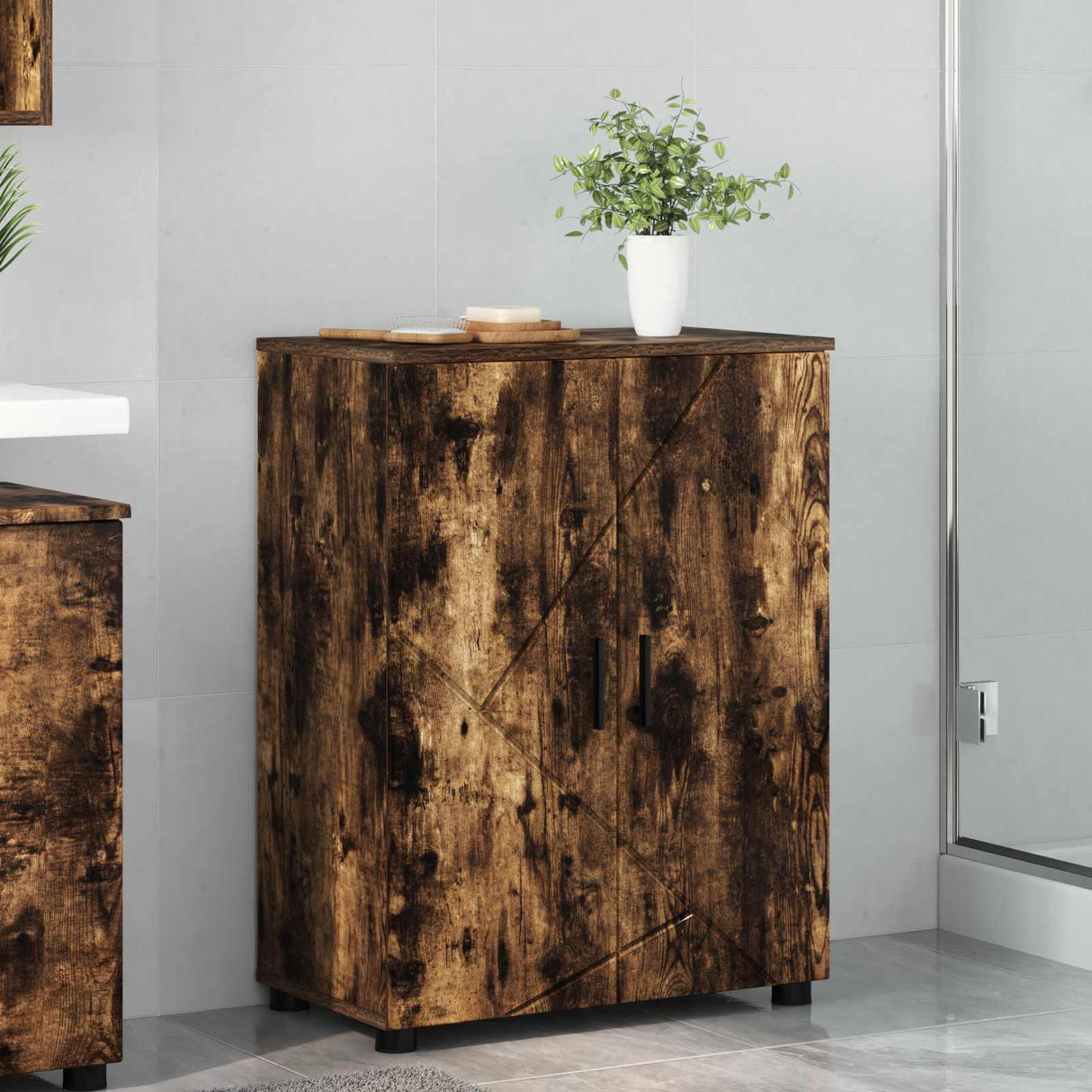 vidaXL Badkamerkast Wit 60 x 35 x 80 cm Bewerkt hout & Metaal