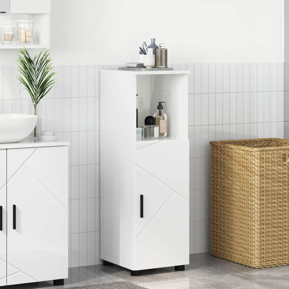 vidaXL Bathroom Cabinet White 30 x 35 x 95 cm Engineered Wood & Metal