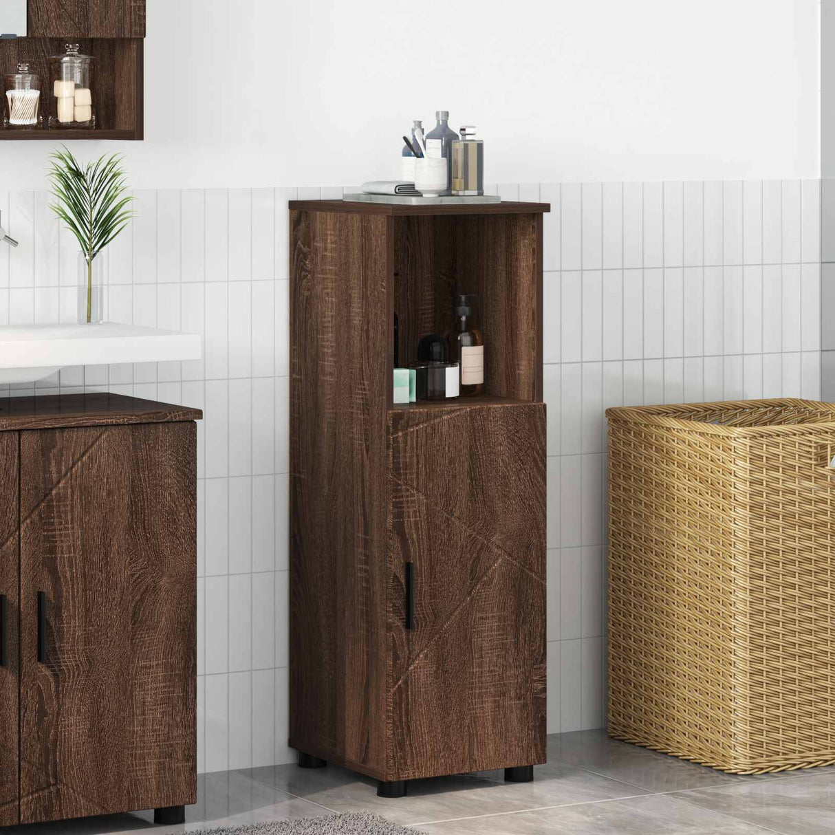 vidaXL Bathroom Cabinet White 30 x 35 x 95 cm Engineered Wood & Metal