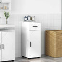 vidaXL Bathroom Cabinet with Drawer White 30x35x80 cm Engineered Wood & Metal