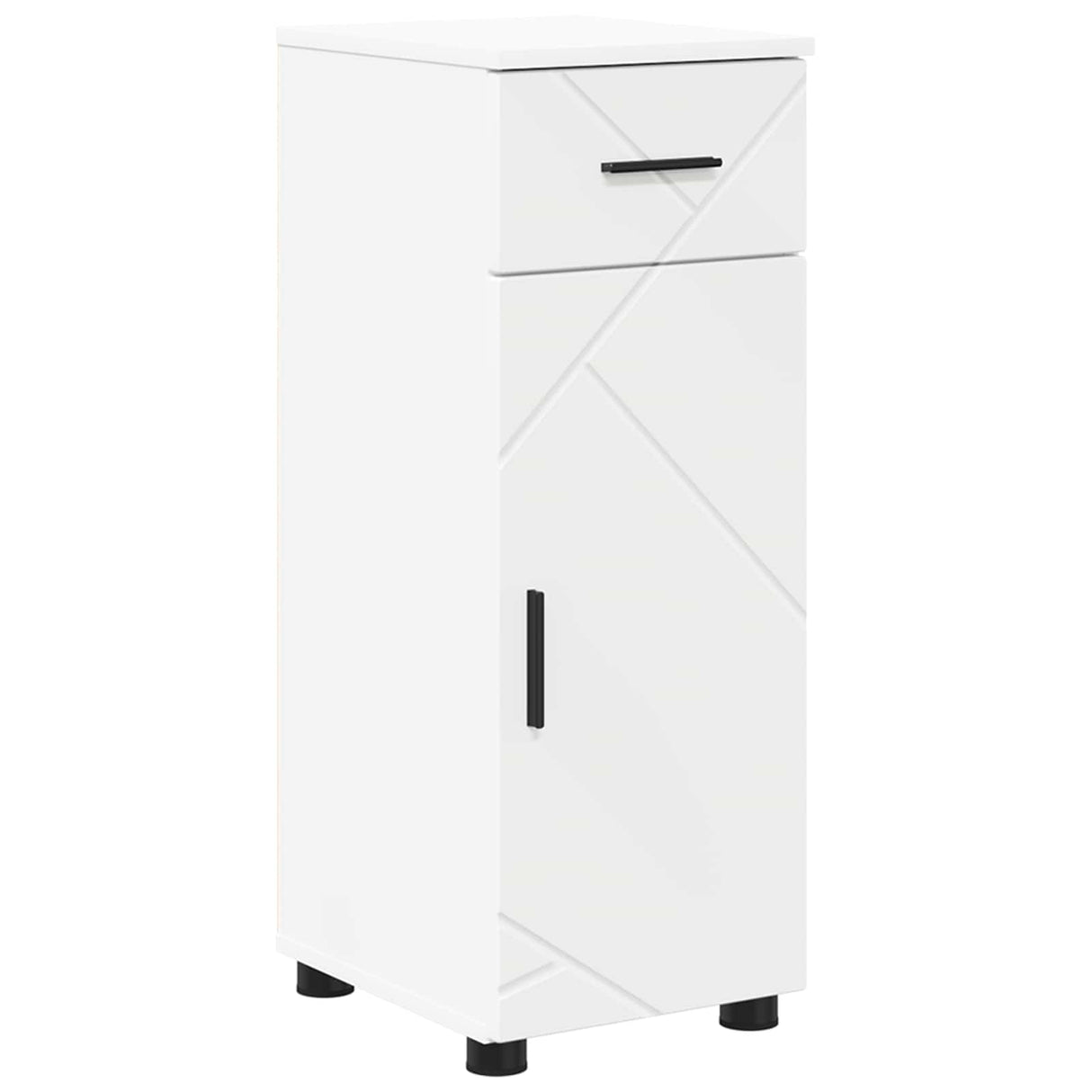 vidaXL Bathroom Cabinet with Drawer White 30x35x80 cm Engineered Wood & Metal