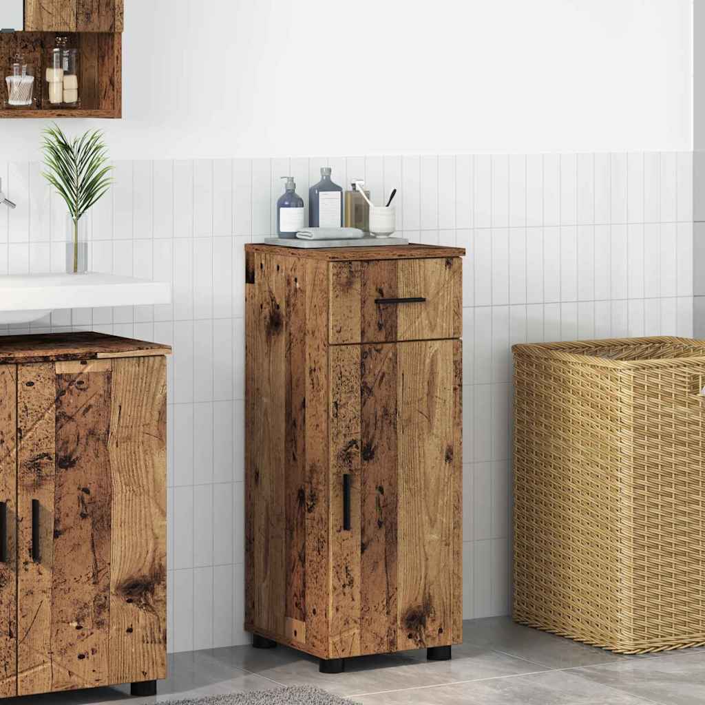 vidaXL Bathroom Cabinet with Drawer White 30x35x80 cm Engineered Wood & Metal