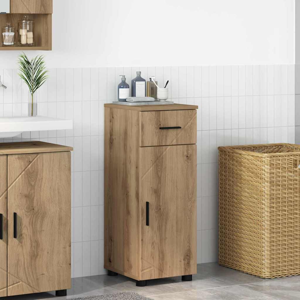 vidaXL Bathroom Cabinet with Drawer White 30x35x80 cm Engineered Wood & Metal