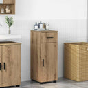 vidaXL Bathroom Cabinet with Drawer White 30x35x80 cm Engineered Wood & Metal