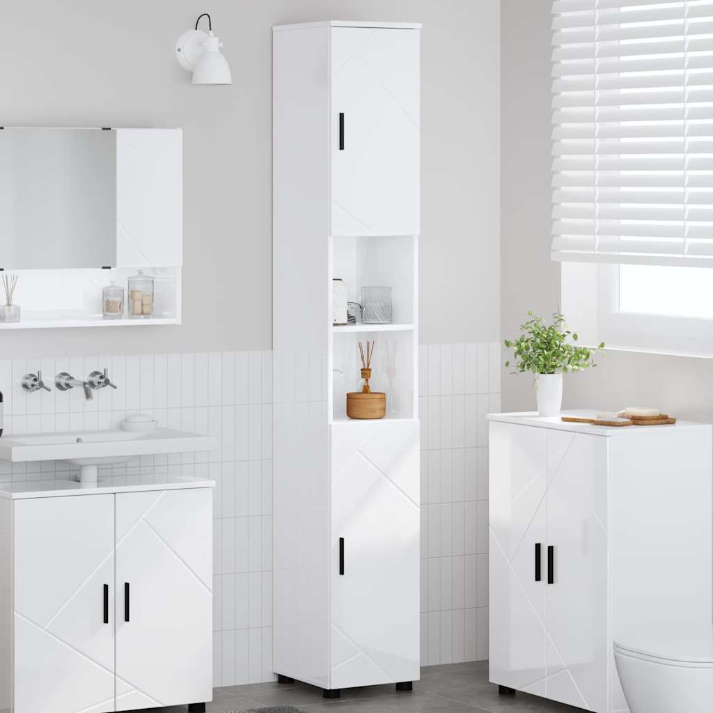 vidaXL Badkamerkast met opslag Hoogglans wit 30 x 35 x 192 cm