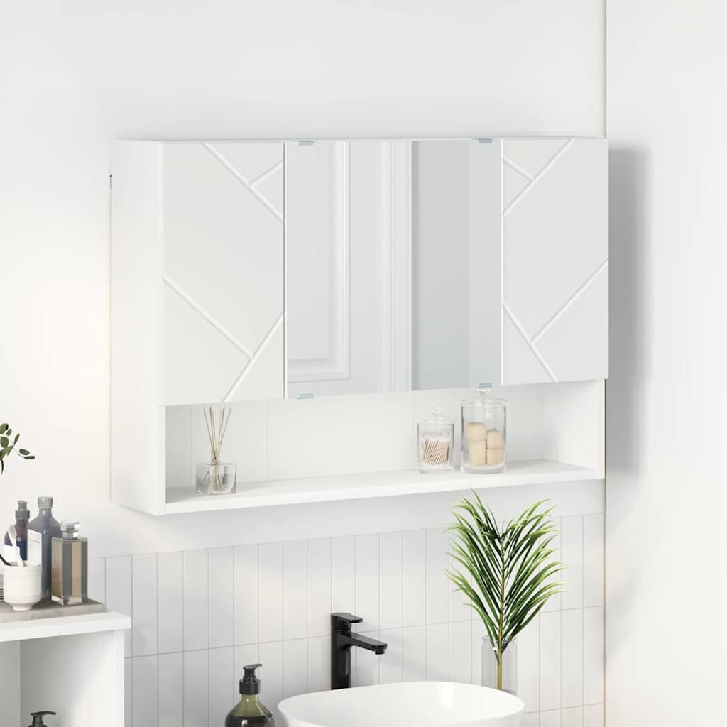 vidaXL Wall-Mounted Mirror Cabinet White 80 x 17 x 55 cm Engineered Wood