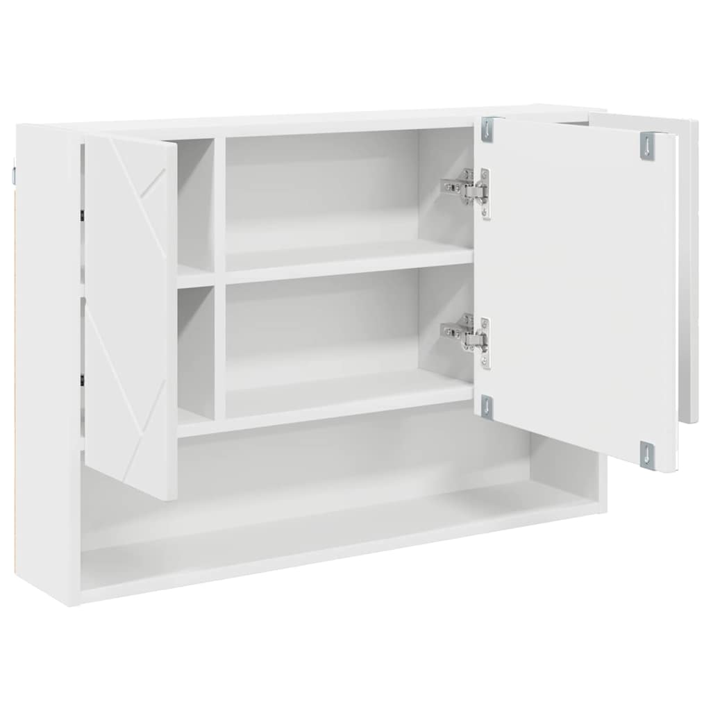 vidaXL Wall-Mounted Mirror Cabinet White 80 x 17 x 55 cm Engineered Wood