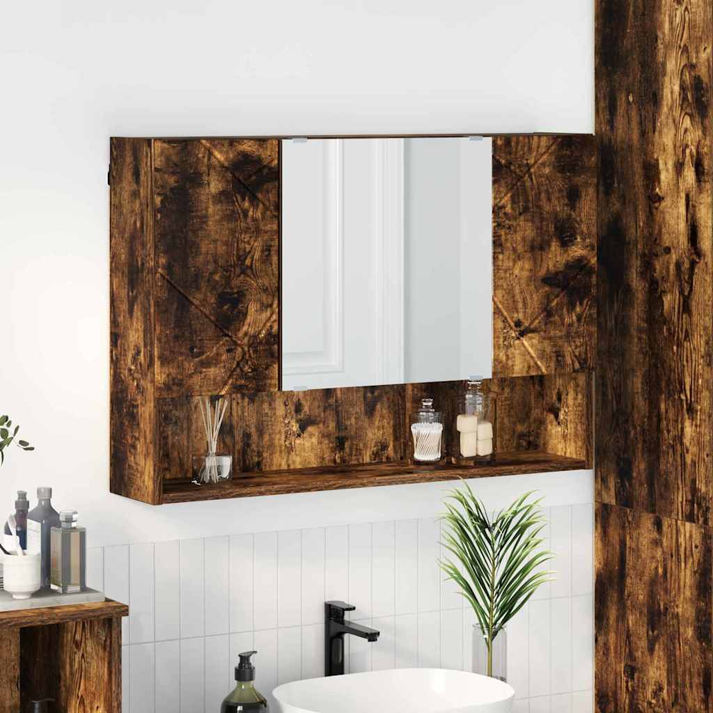vidaXL Wall-Mounted Mirror Cabinet White 80 x 17 x 55 cm Engineered Wood