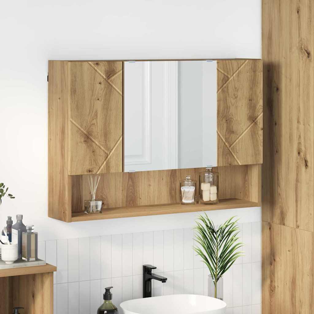 vidaXL Wall-Mounted Mirror Cabinet White 80 x 17 x 55 cm Engineered Wood