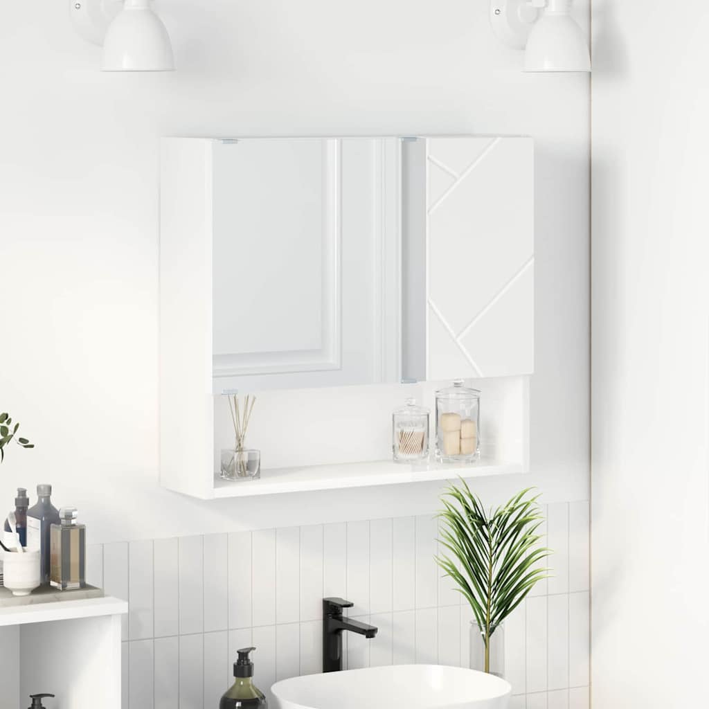 vidaXL Spiegelkast Wandgemonteerd Wit 59 x 17 x 55 cm Bewerkt hout