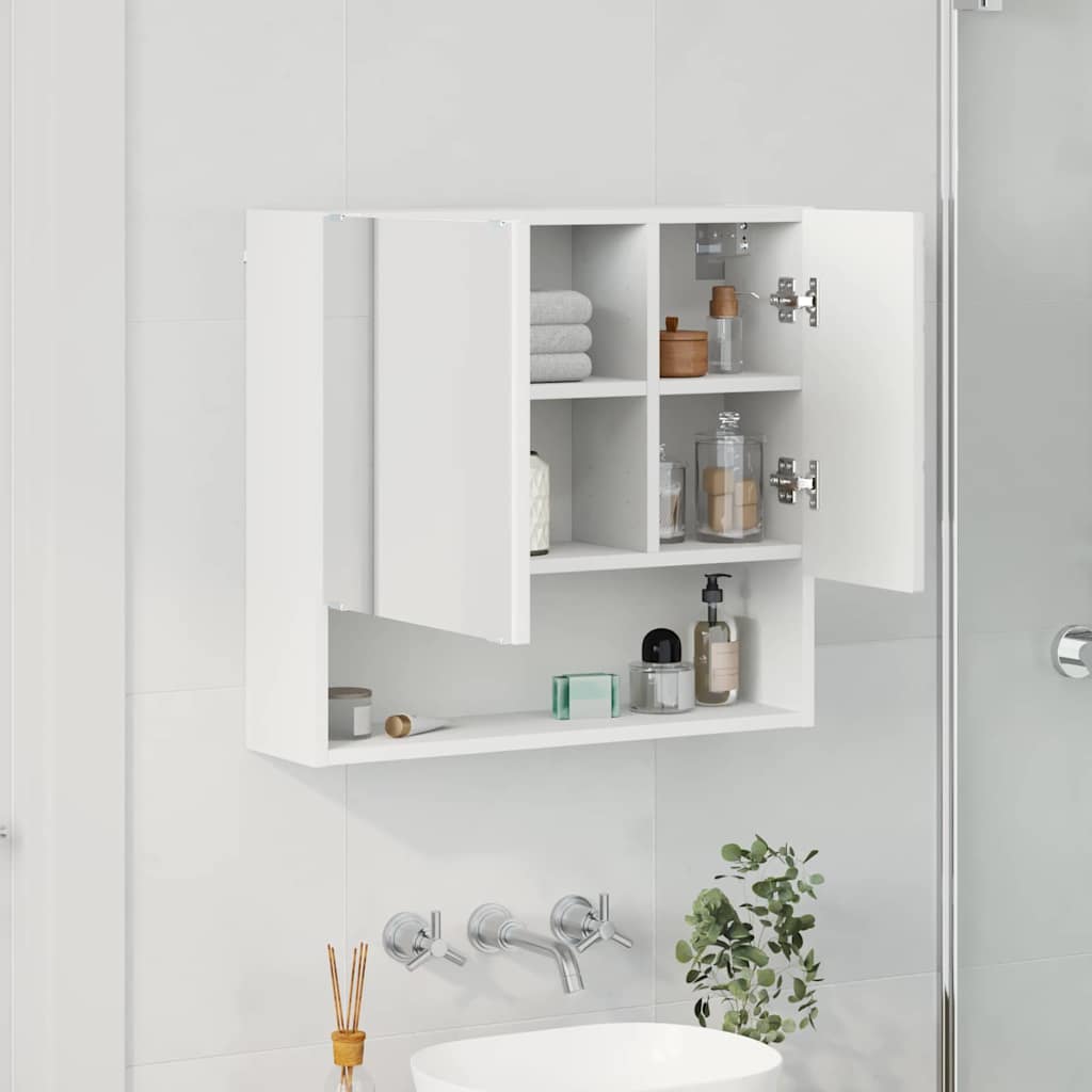 vidaXL Spiegelkast Wandgemonteerd Wit 59 x 17 x 55 cm Bewerkt hout