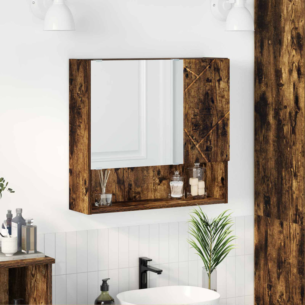 vidaXL Spiegelkast Wandgemonteerd Wit 59 x 17 x 55 cm Bewerkt hout
