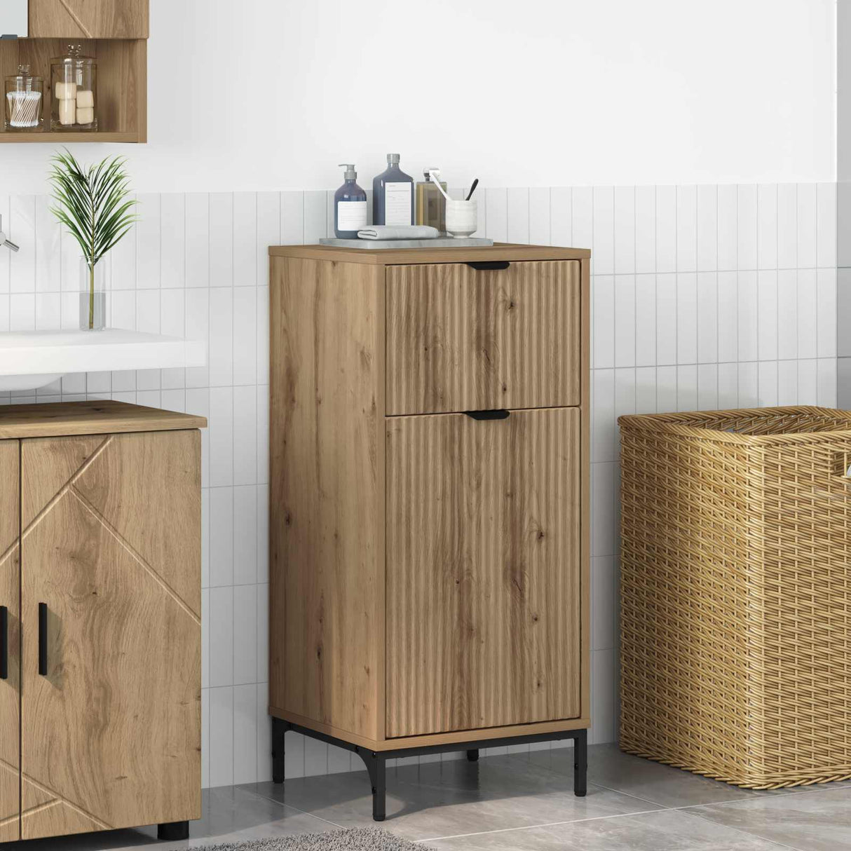 vidaXL Badkamerkast Wit 39,5 x 36 x 88 cm Bewerkt hout & Metaal