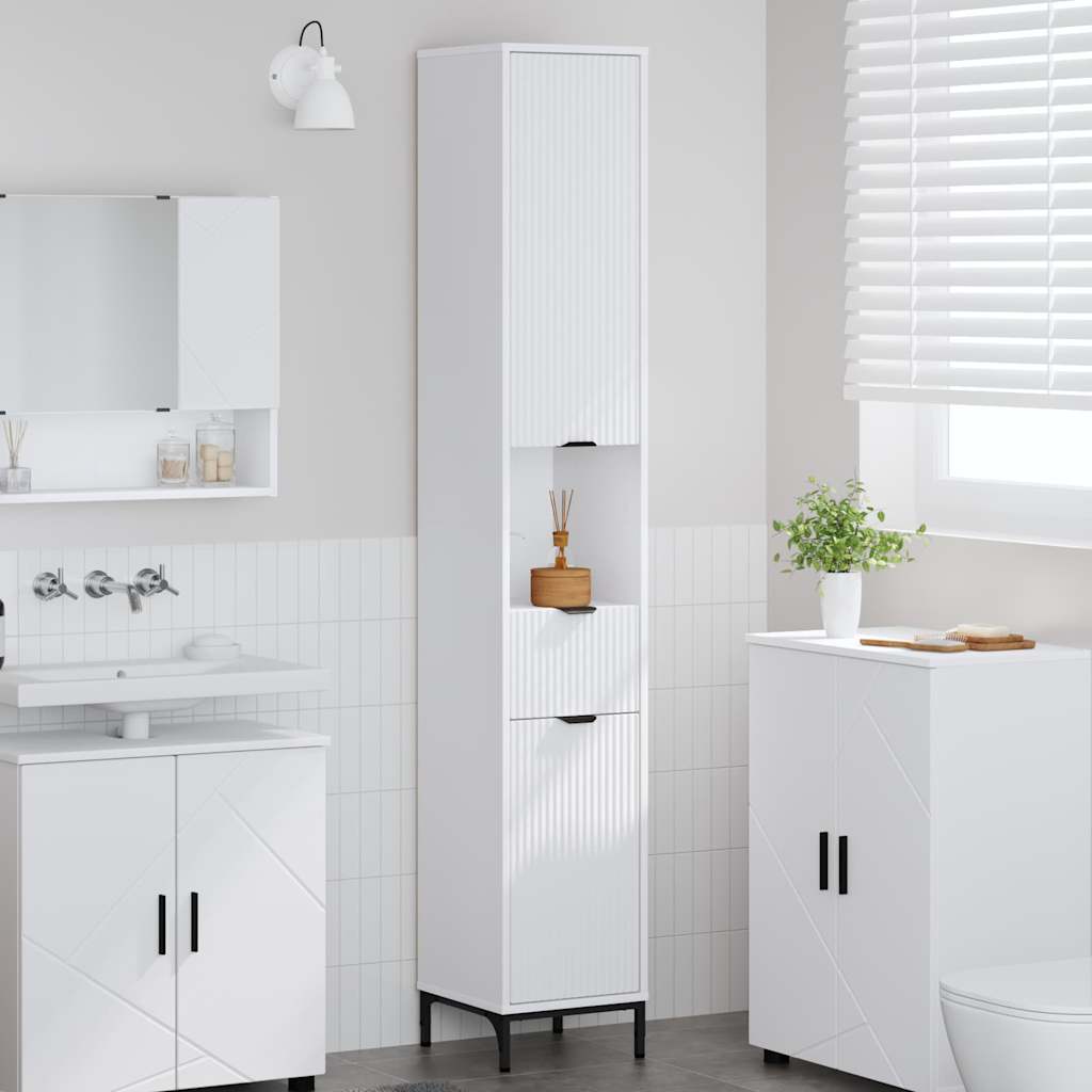 vidaXL Badkamerkast Wit 31,5 x 33 x 190 cm Bewerkt hout & Metaal
