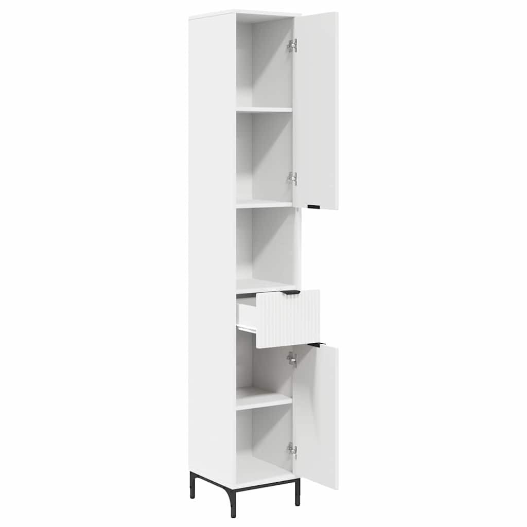 vidaXL Badkamerkast Wit 31,5 x 33 x 190 cm Bewerkt hout & Metaal