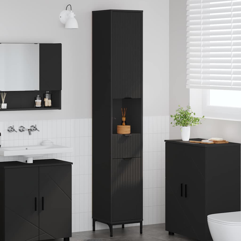 vidaXL Badkamerkast Wit 31,5 x 33 x 190 cm Bewerkt hout & Metaal