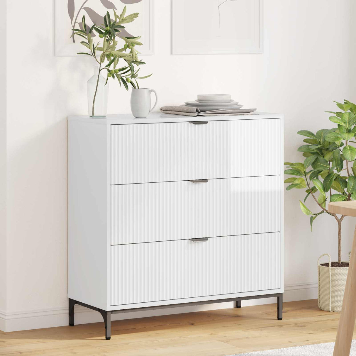 vidaXL Sideboard with Drawer White 79.5 x 33 x 82 cm Engineered wood