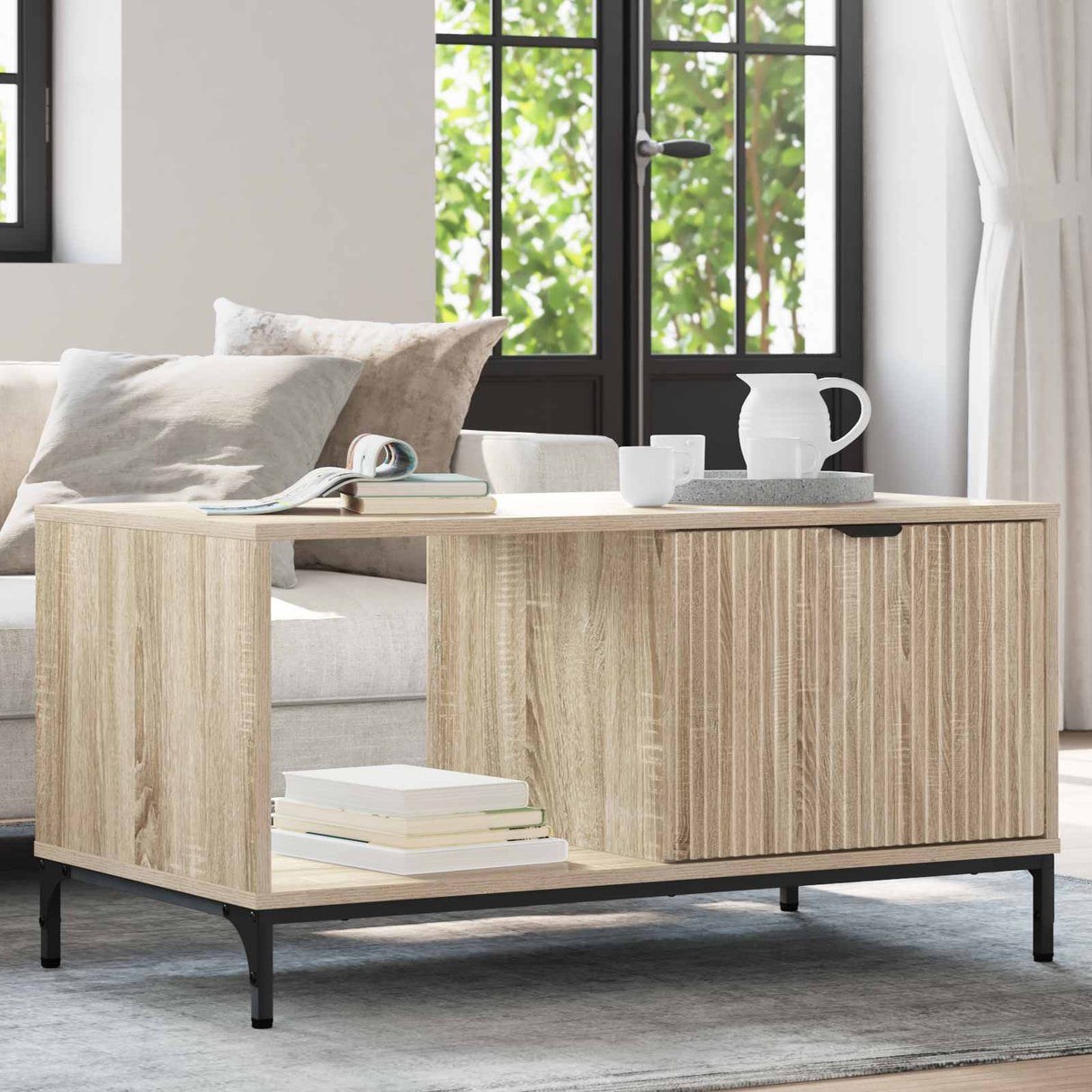 vidaXL Salontafel met lade Wit 90 x 49 x 46 cm Bewerkt hout