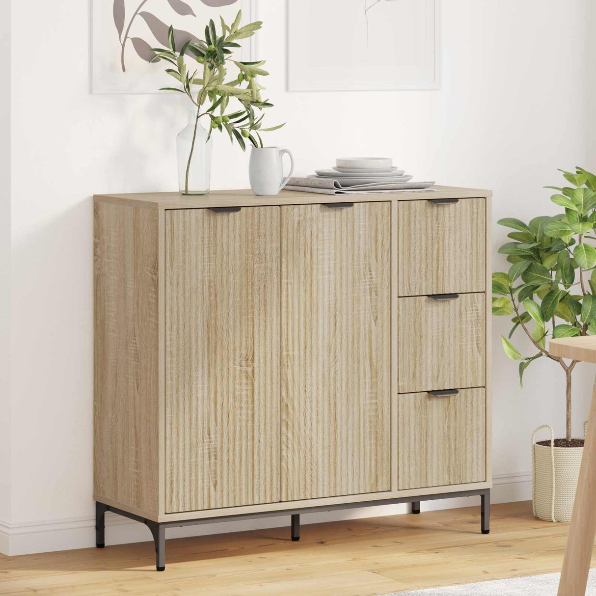 vidaXL Dressoir met lade Wit 89,5 x 33 x 82 cm Bewerkt hout