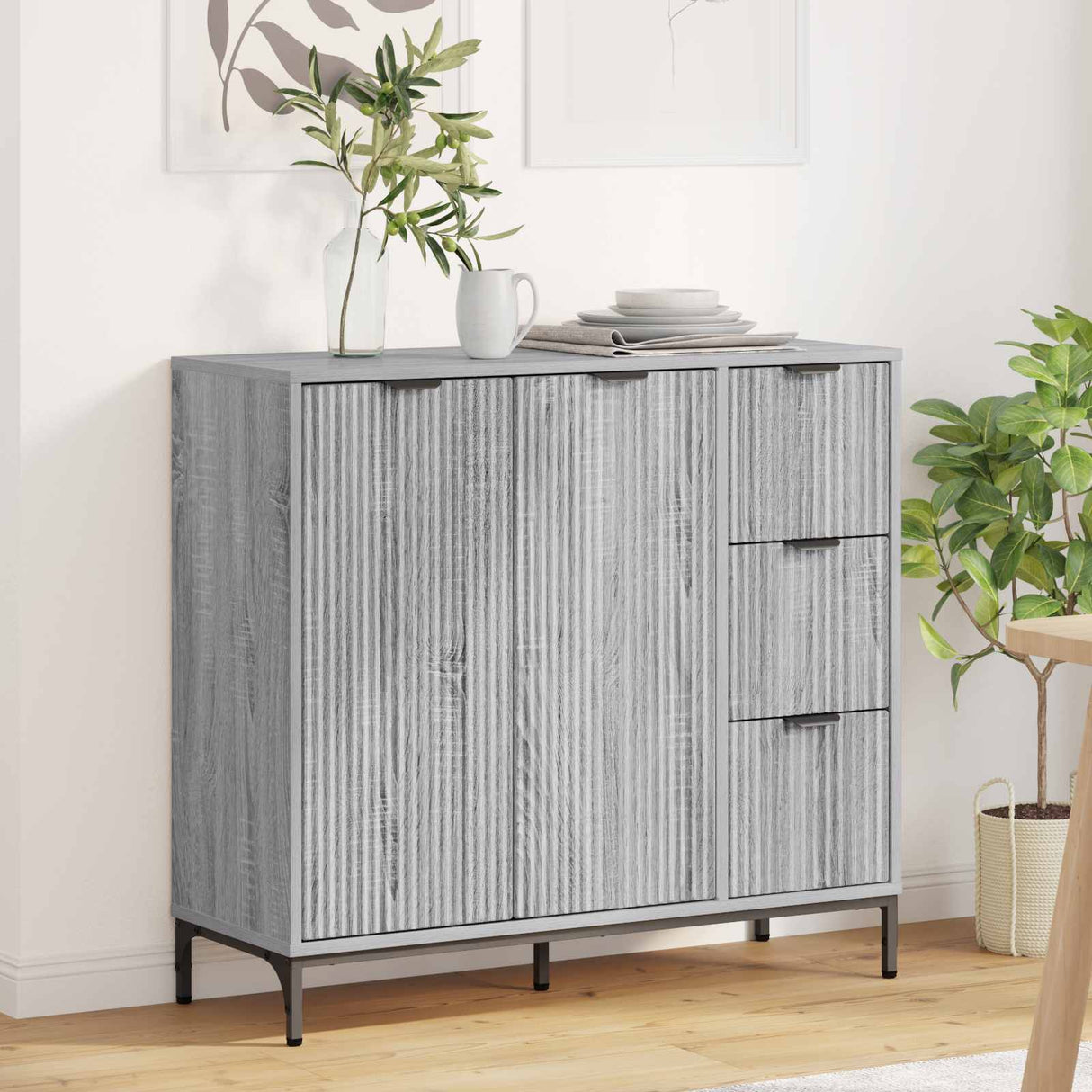 vidaXL Dressoir met lade Wit 89,5 x 33 x 82 cm Bewerkt hout
