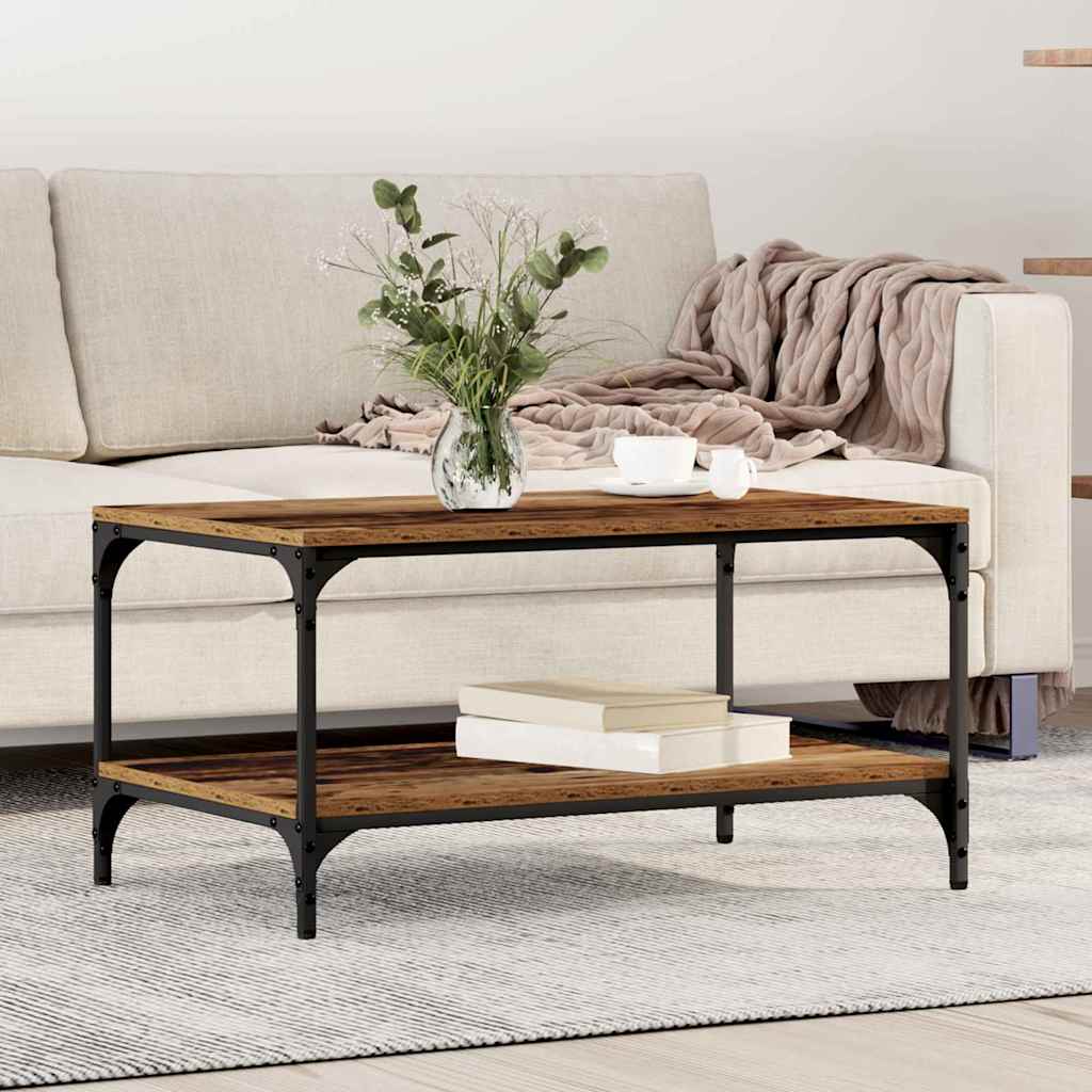 vidaXL Salontafel 100x50x40 cm bewerkt hout zwart eikenkleurig