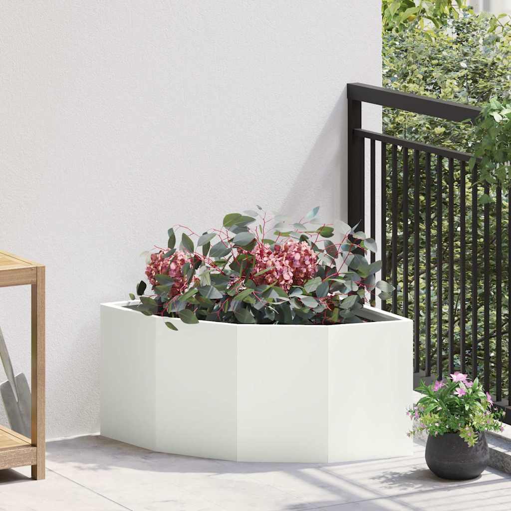 vidaXL Hoek Plantenbak Wit 60 x 60 x 35 cm Staal