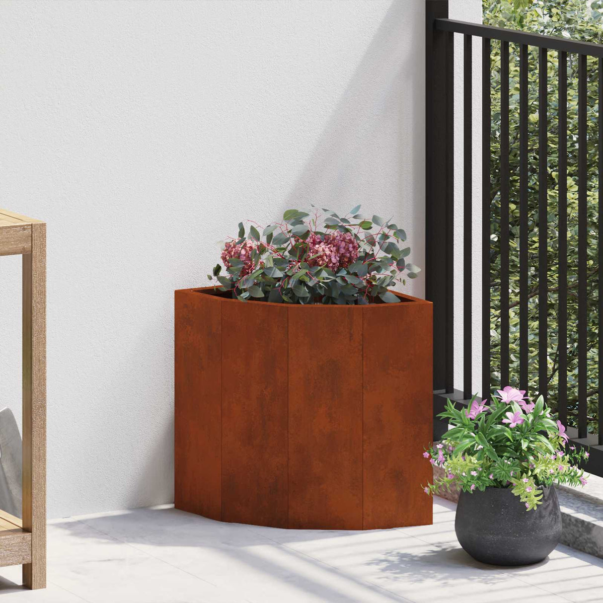vidaXL Hoek Plantenbak Wit 60 x 60 x 35 cm Staal