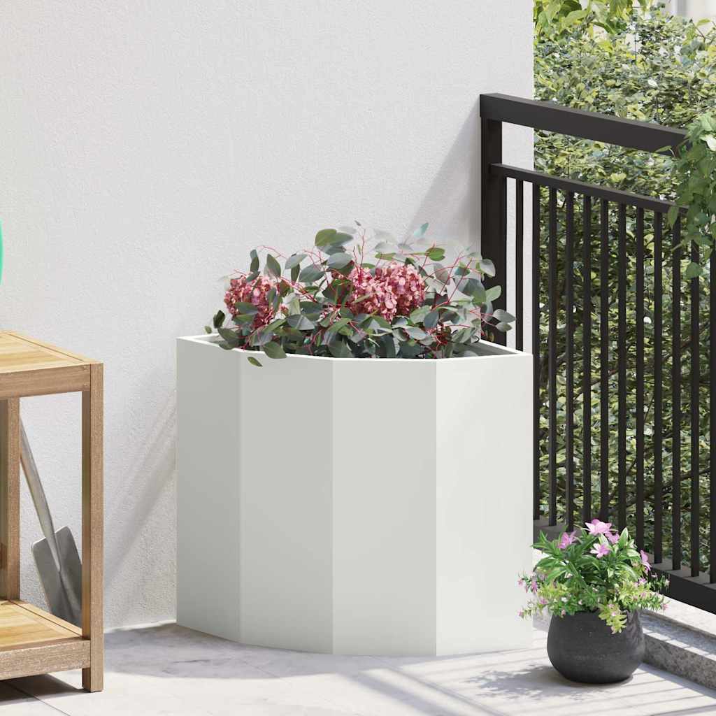 vidaXL Hoek Plantenbak Wit 60 x 60 x 35 cm Staal