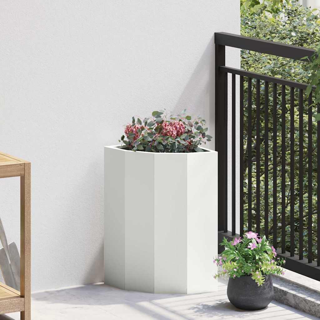 vidaXL Hoek Plantenbak Wit 60 x 60 x 35 cm Staal