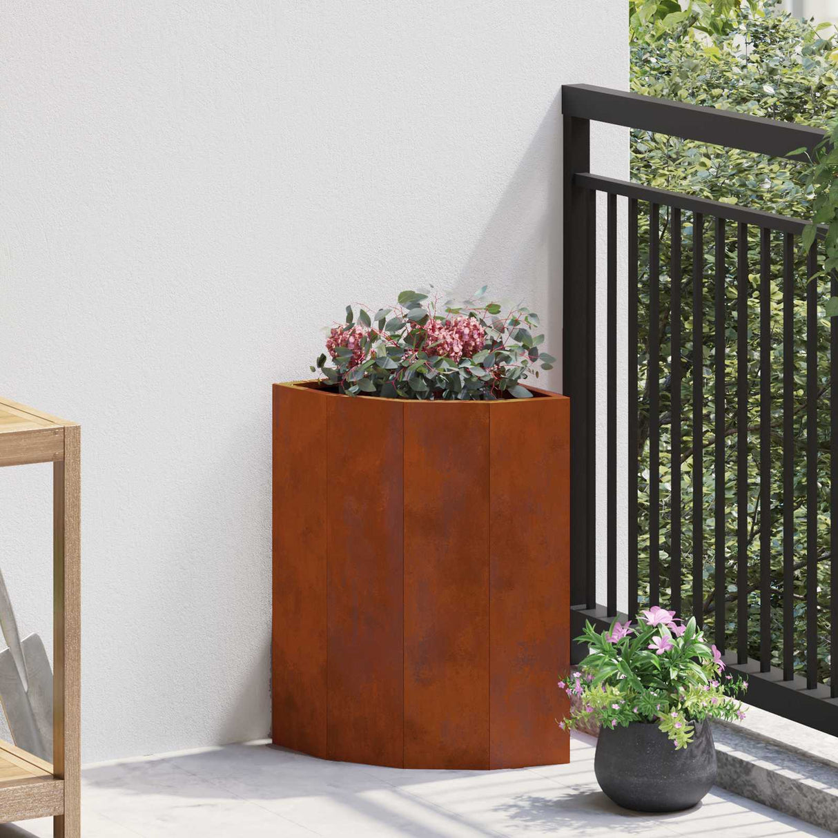 vidaXL Hoek Plantenbak Wit 60 x 60 x 35 cm Staal