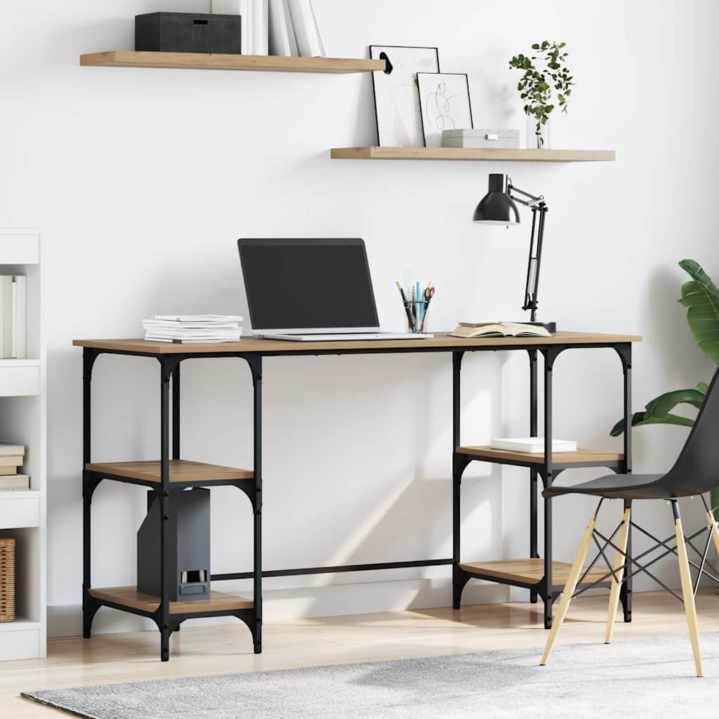 vidaXL Desk 140x50x75 cm Metal and Engineered Wood Sonoma Oak Colour