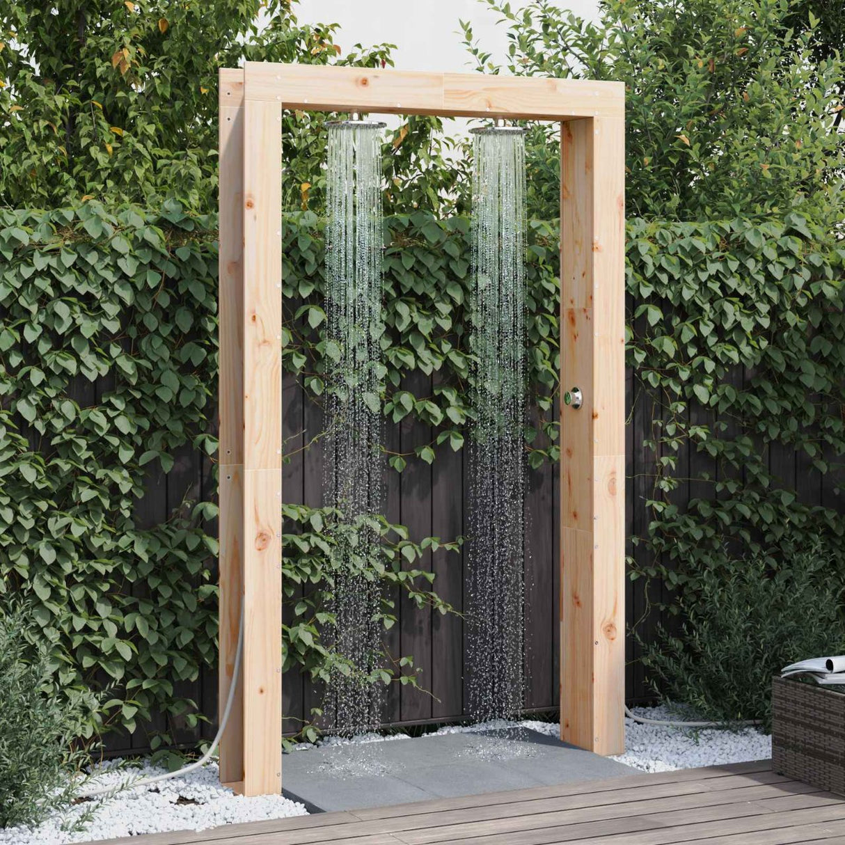 vidaXL Buitendouche 226 cm Massief grenenhout en roestvrijstaal