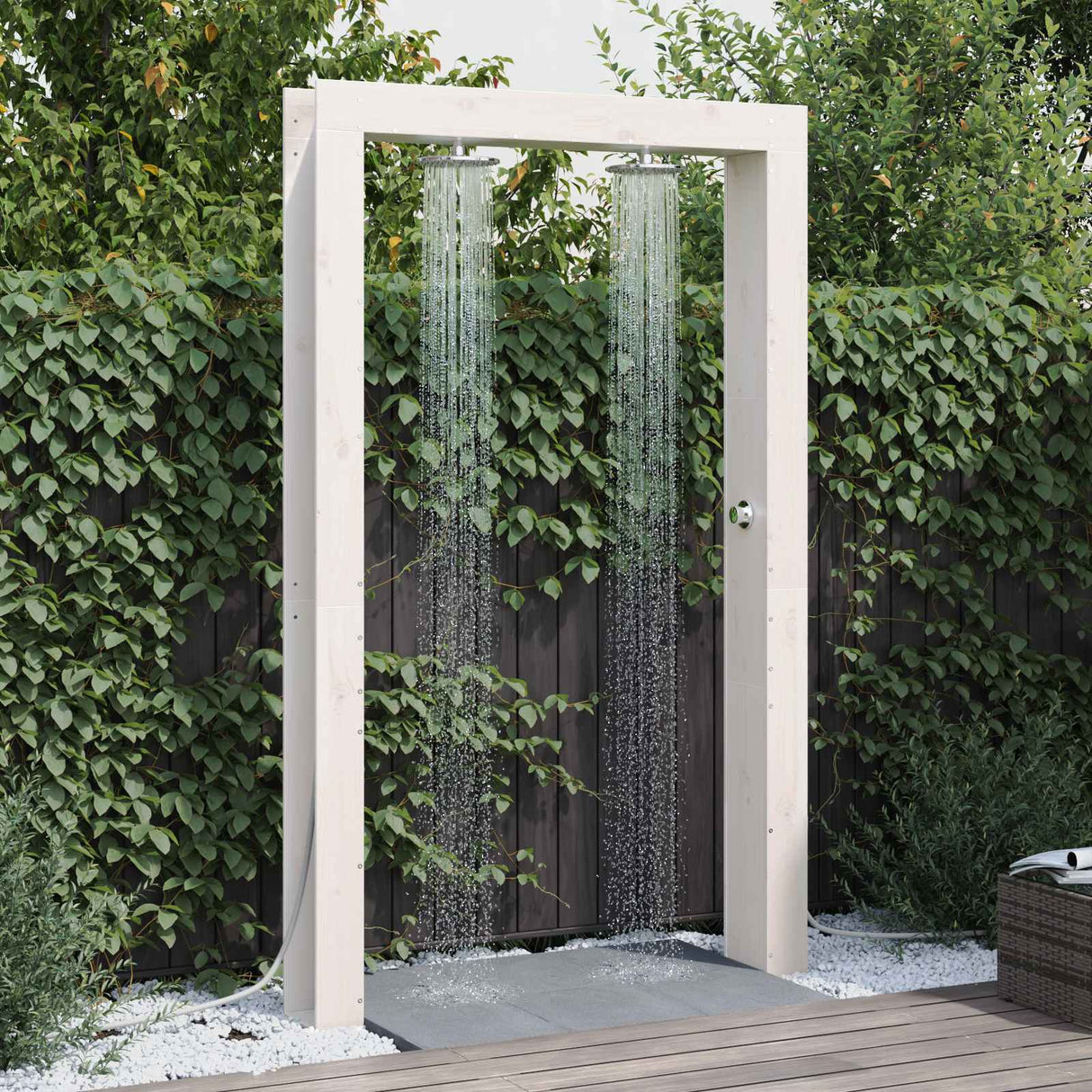 vidaXL Buitendouche 226 cm Massief grenenhout en roestvrijstaal