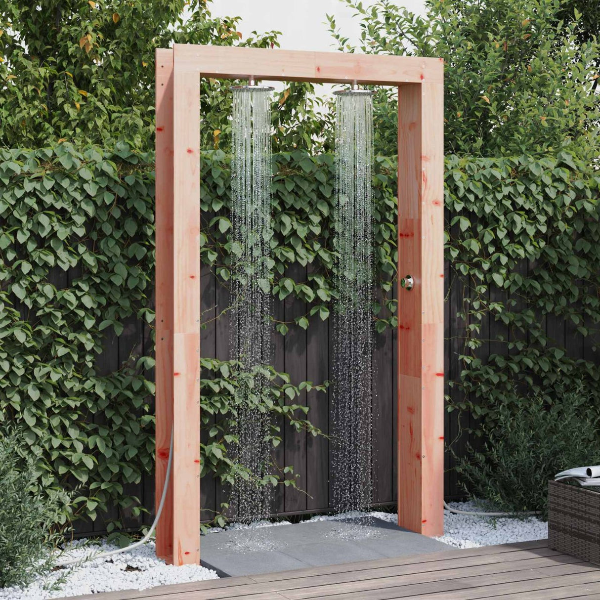 vidaXL Buitendouche 226 cm Massief grenenhout en roestvrijstaal