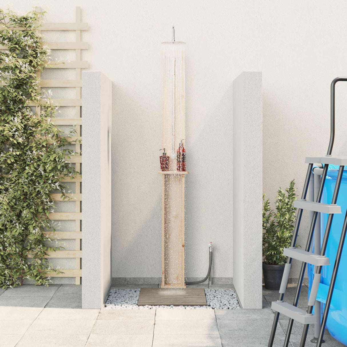 vidaXL Buitendouche 246 cm Massief grenenhout en roestvrijstaal