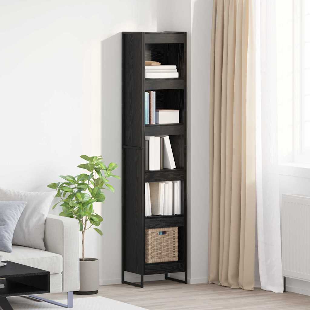 vidaXL Bookcase 2 pcs Black Oak 80 x 30 x 155 cm Engineered wood