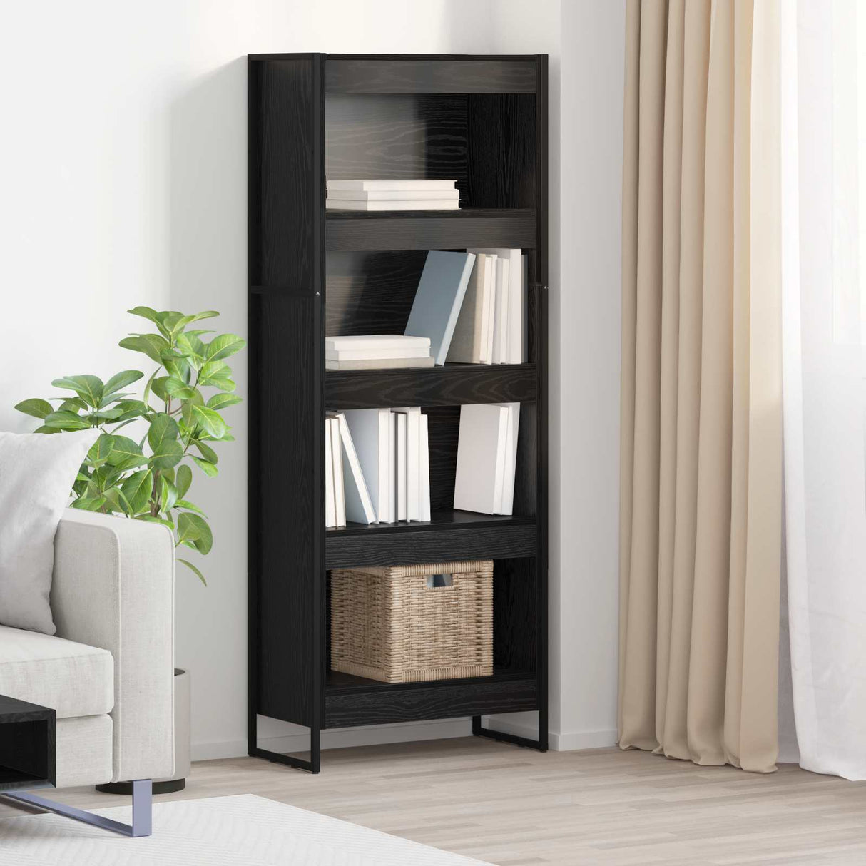 vidaXL Bookcase 2 pcs Black Oak 80 x 30 x 155 cm Engineered wood