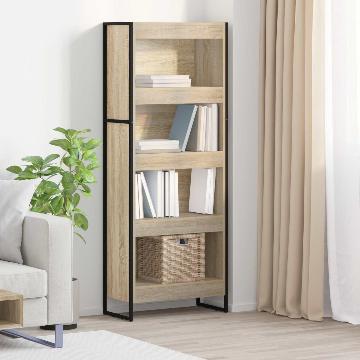 vidaXL Bookcase 2 pcs Black Oak 80 x 30 x 155 cm Engineered wood