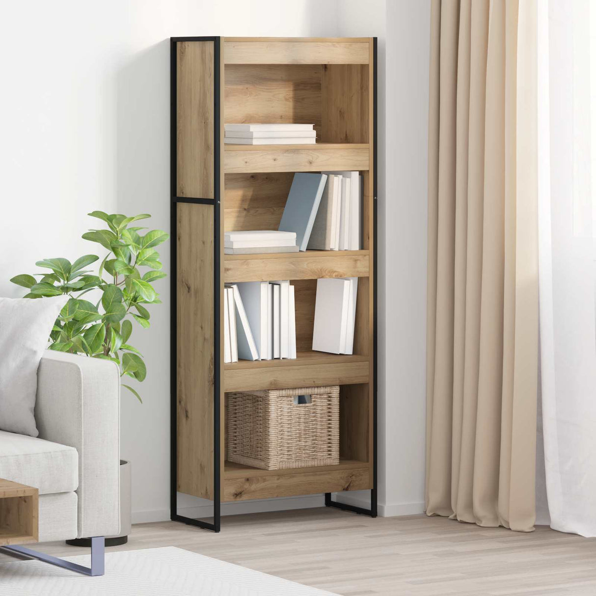 vidaXL Bookcase 2 pcs Black Oak 80 x 30 x 155 cm Engineered wood