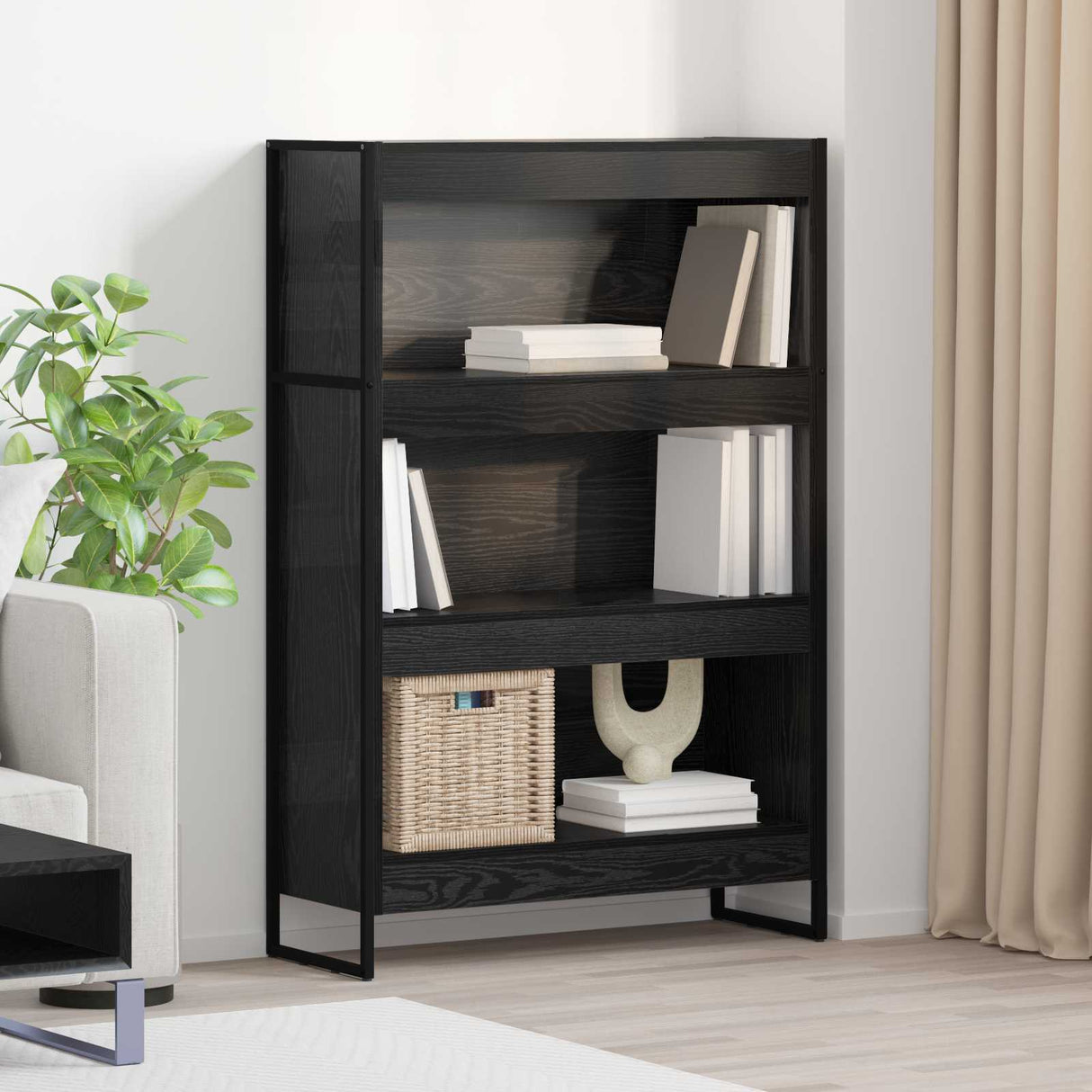 vidaXL Bookcase 2 pcs Black Oak 80 x 30 x 155 cm Engineered wood