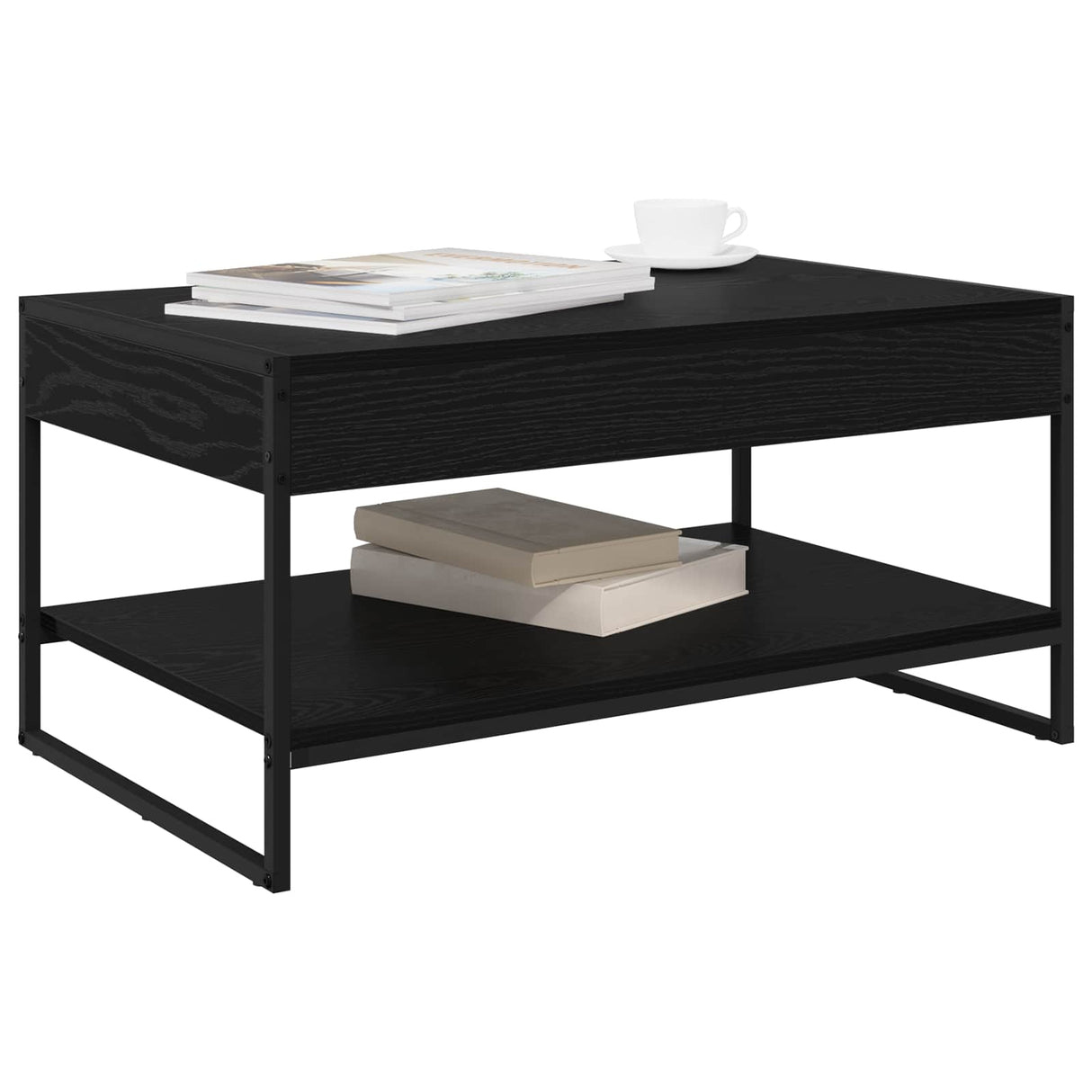 vidaXL Salontafel Zwart Eiken 80 x 50 x 40 cm Bewerkt hout