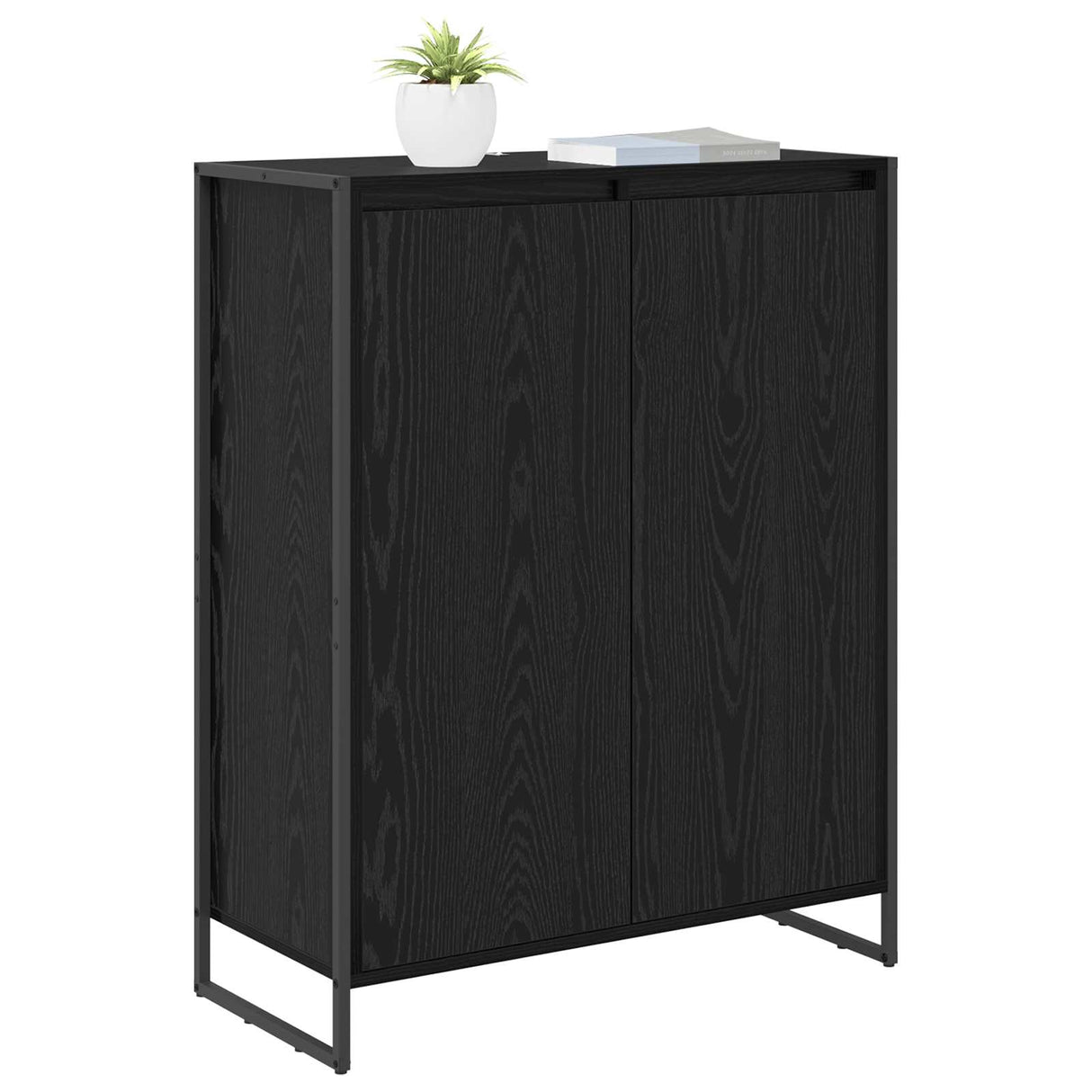 vidaXL Schoenenkast Zwart Eiken 79 x 36 x 100 cm Bewerkt hout