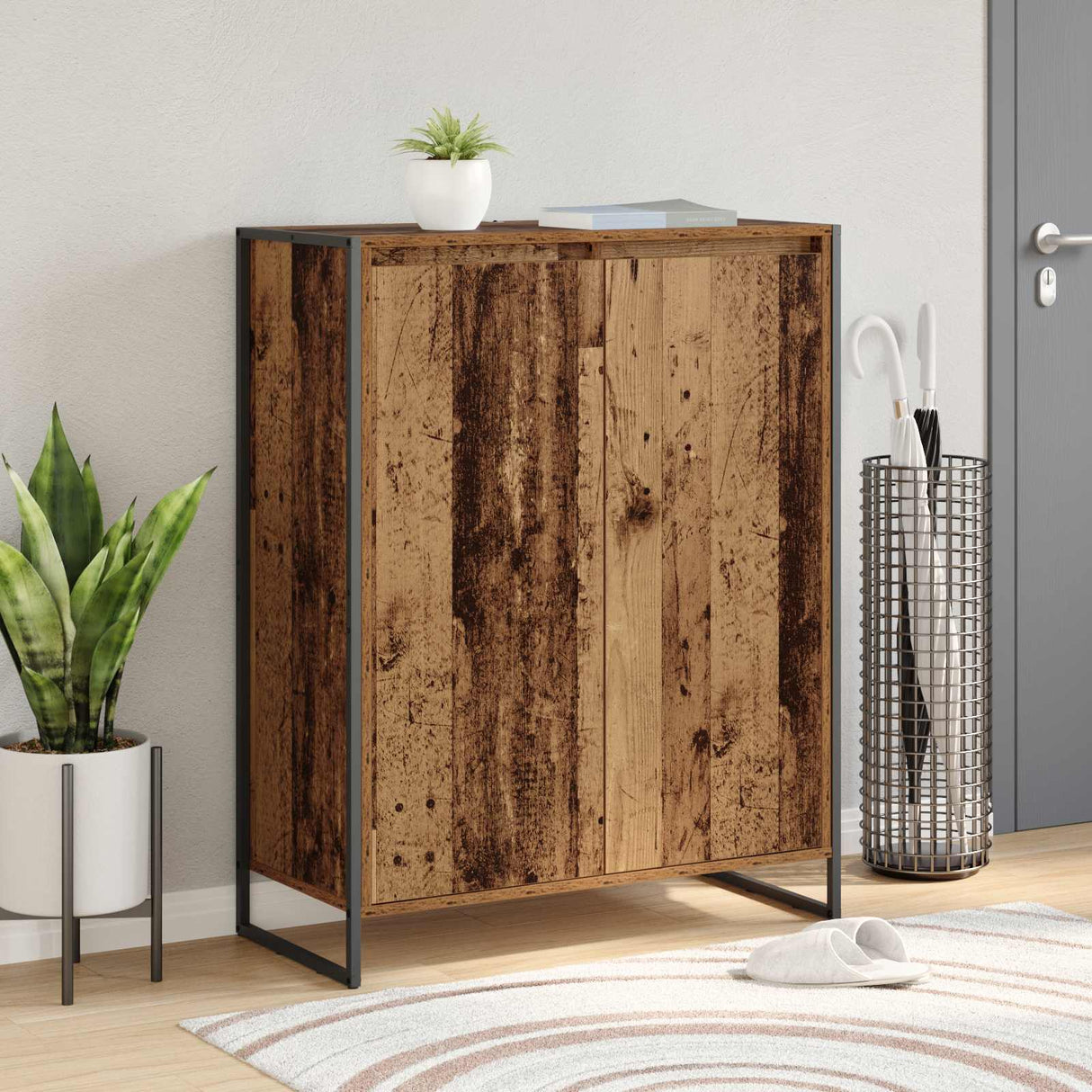 vidaXL Schoenenkast Zwart Eiken 79 x 36 x 100 cm Bewerkt hout
