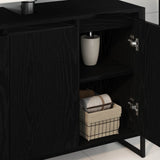 vidaXL Badkamerkast Zwart Eiken 90 x 30 x 60 cm Bewerkt hout