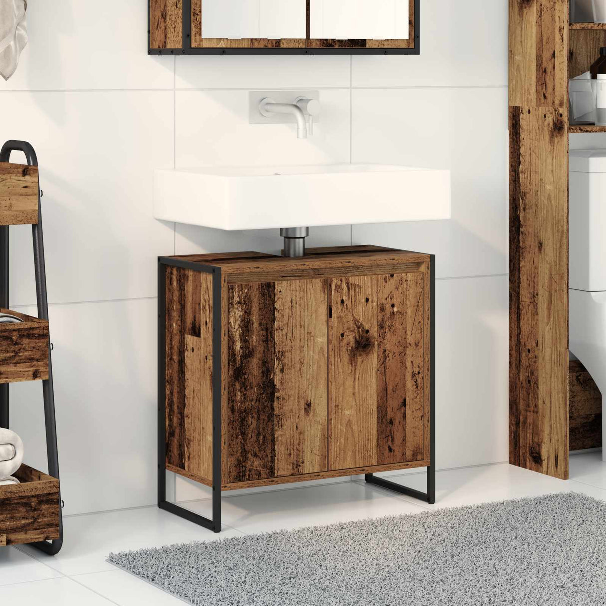 vidaXL Badkamerkast Zwart Eiken 90 x 30 x 60 cm Bewerkt hout