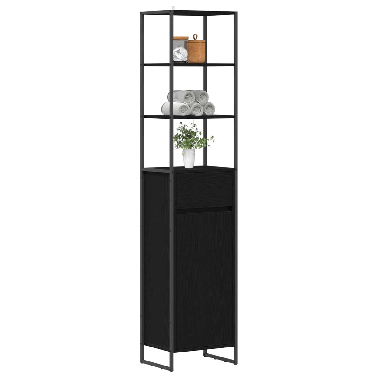 vidaXL Badkamerkast met lade Zwart Eiken 40 x 30 x 180 cm Bewerkt hout