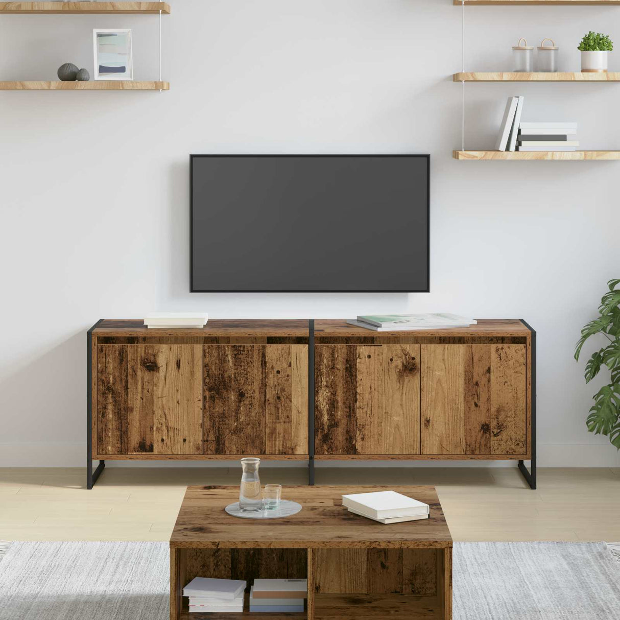 vidaXL TV Cabinet Black Oak 140 x 36 x 49.5 cm Engineered Wood