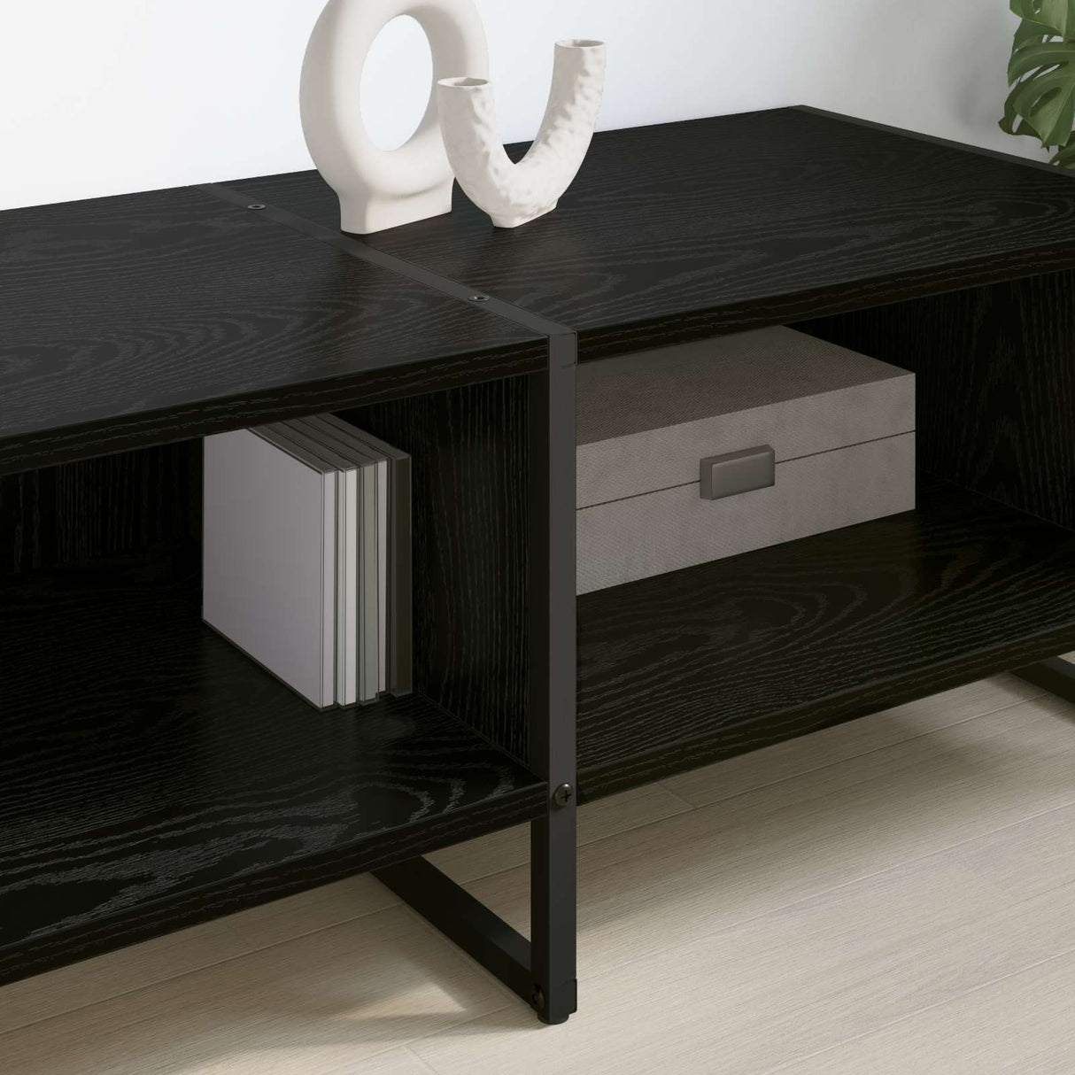 vidaXL TV Kast Zwart Eiken 170.5 x 36 x 30.5 cm Bewerkt hout